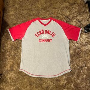 Vintage Y2K Ecko Unltd. Baggy Logo T-Shirt Gray/Red XXLarge